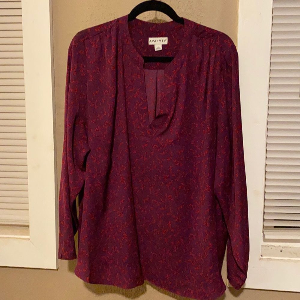 Plum blouse with red detail design
